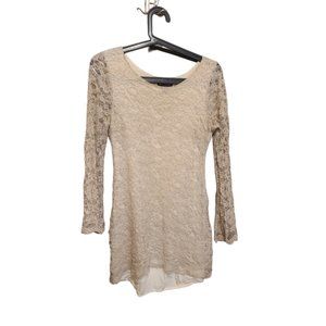 Wet Seal Size M Dress Bodycon Tunic Long Sleeve Lace Detail Y2K Lagenlook Boho